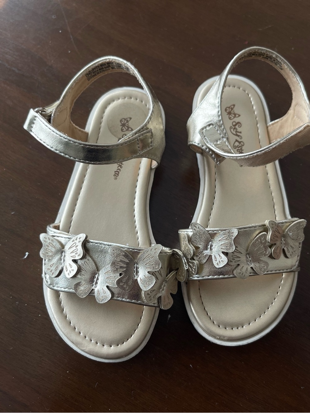Self Esteem Girls Metallic Gold Butterfly Sandals